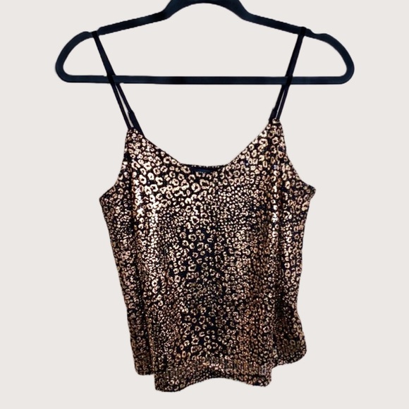 Sincerly Jules Tops - Sincerely Jules Rose Gold & Black Sequined Leopard Print Lined Cami | Size M